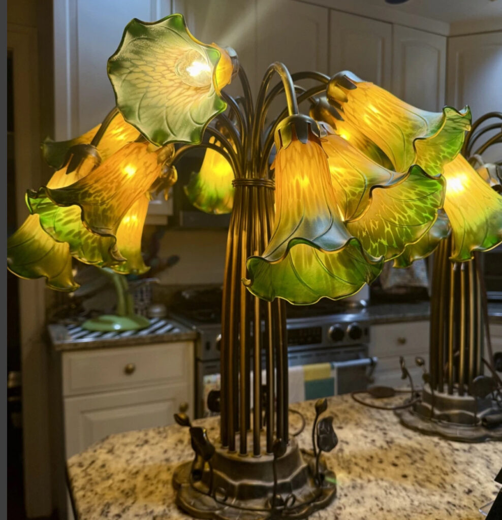 Tiffany Style Lily Lamps with fifteen sconce shades